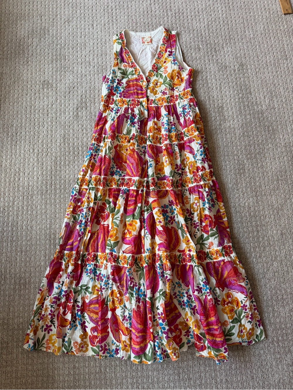 SÉZANE / FARM RIO spring bananas off white alamadee maxi dress - large - Picture 5 of 15